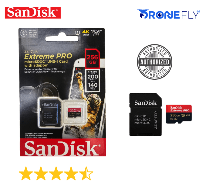 Sandisk Extreme PRO 256GB 200mbps MicroSDXC UHS-I Memory Card With Adapter